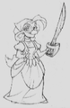 Concept art of Penelope in her pirate outfit